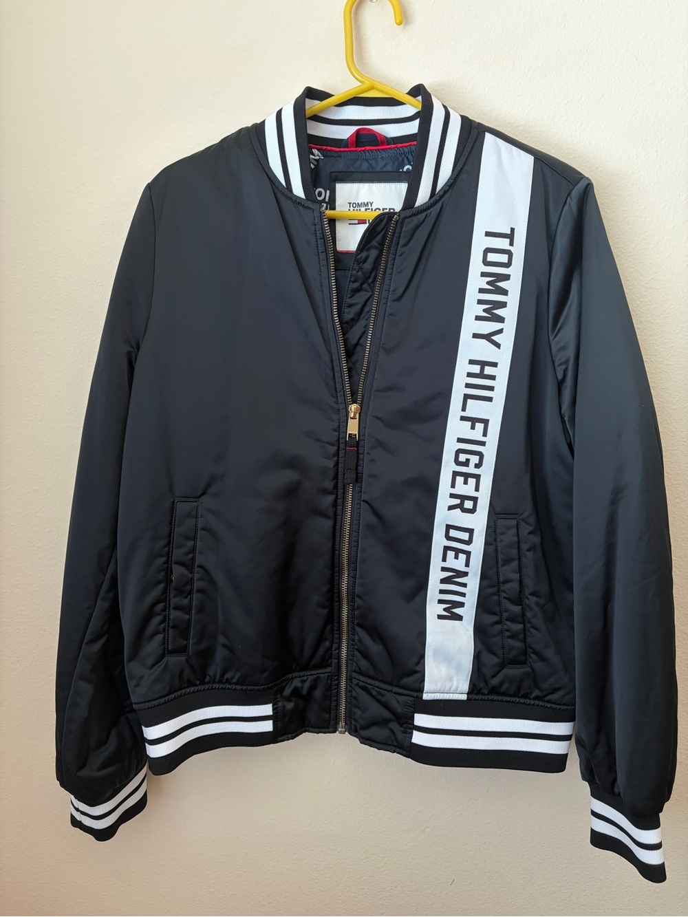 Tommy Hilfiger Navy Jacket with Red & White Logo Lining